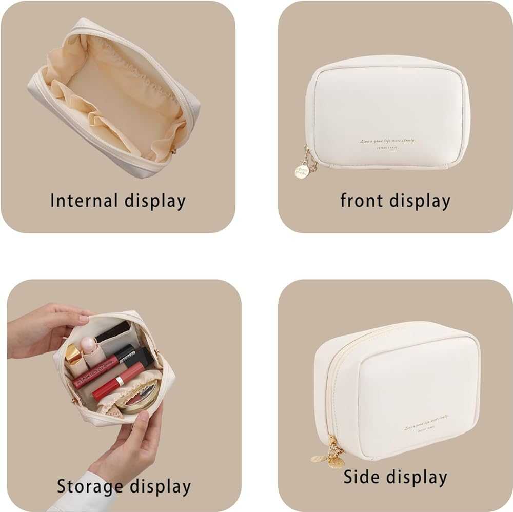 Large Travel Makeup Bag – Waterproof PU Leather Cosmetic Organizer